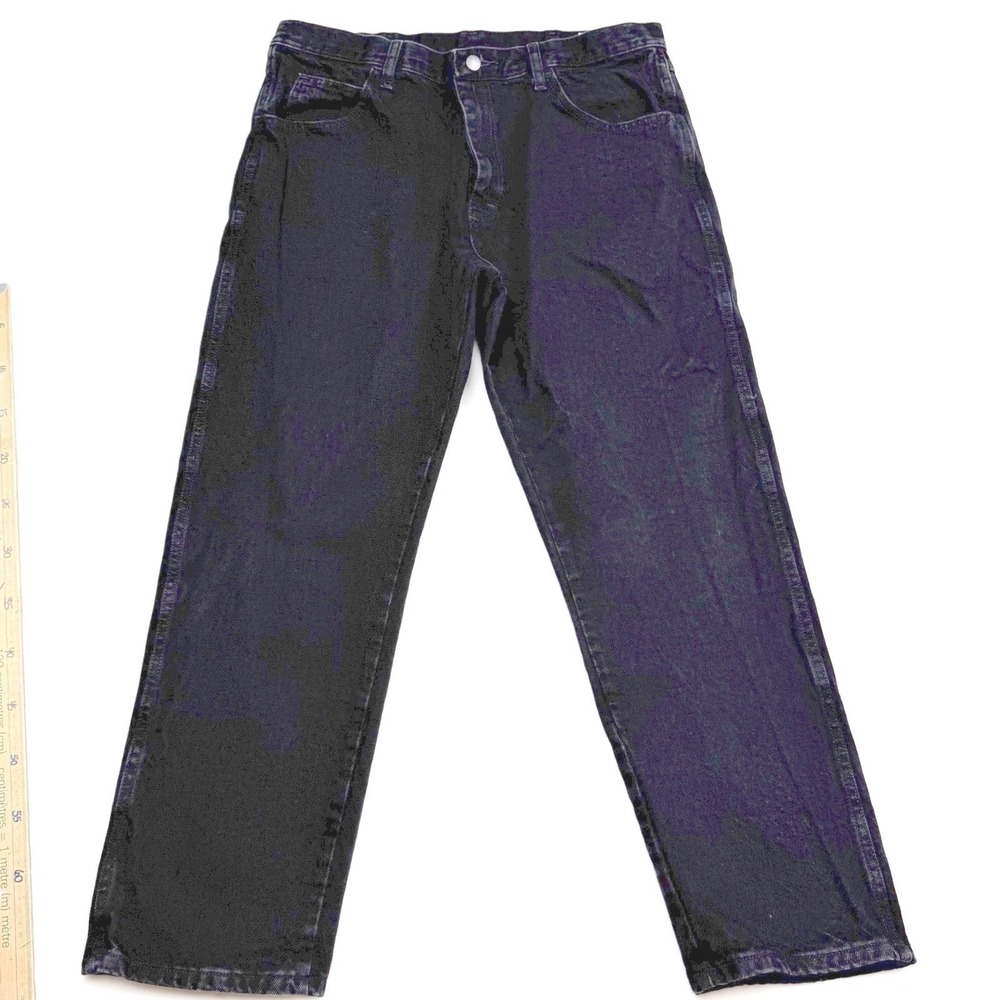 Mens Rustler Denim Jeans Black Straight Leg 90's Workwear Western Gorpcore 36x29